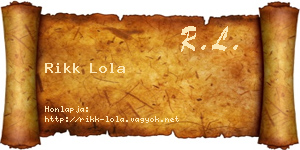 Rikk Lola névjegykártya
